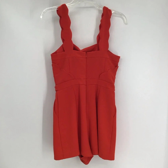 Adeline Rae Lenora Scallop Romper In Poppy Red NWT Summer Beachy Size XS - Picture 6 of 15